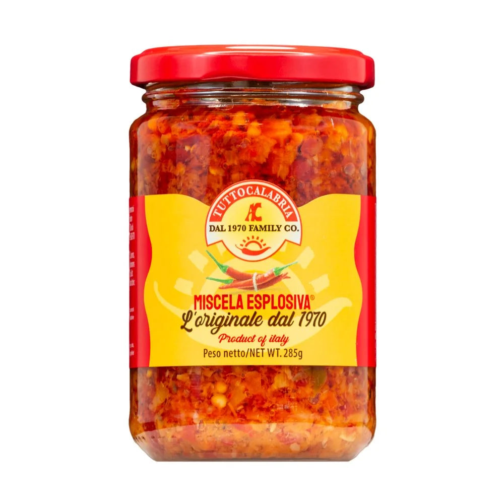 Tutto Calabria Miscela Esplosiva Hot Spread Chili Peppers Sauce. 10oz (290g) 12 Units