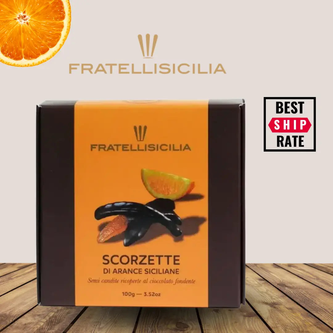 Fratelli Sicilia Orange Peels in Dark Chocolate Box 5.82 oz (165gr) 12 Units