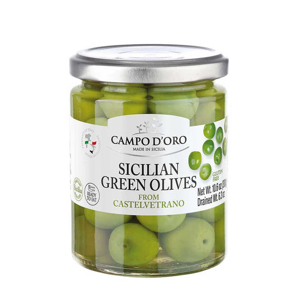 Campo D'Oro Sicilian Green Olives 10.6oz (300gr) 6 Units