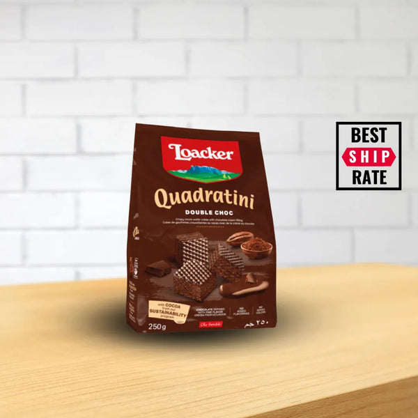 Loacker Quadratini Double Chocolate Cube Wafers 8.8 oz 6 Units