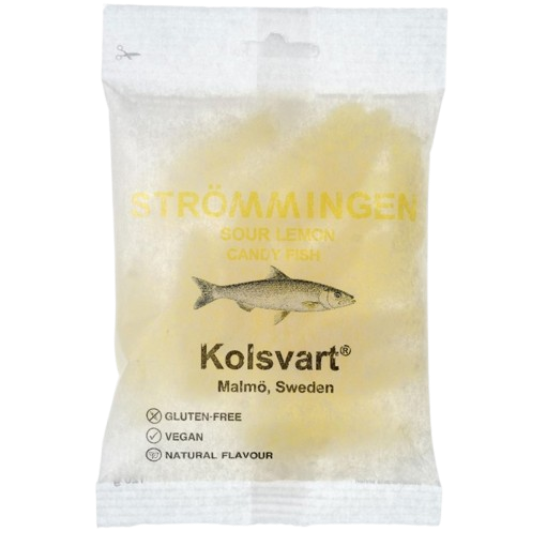 New!! Kolsvart Strömmingen Sour Lemon Candy Fish 4.25oz 15 Units
