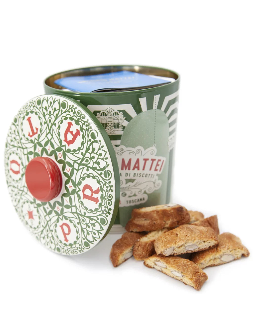 Antonio Mattei Red & Green Holiday Biscotti Tin 17.6oz 4 Units