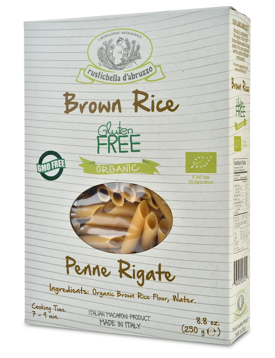 Rustichella Organic Brown Rice Penne Rigate 8.8oz 12 Units