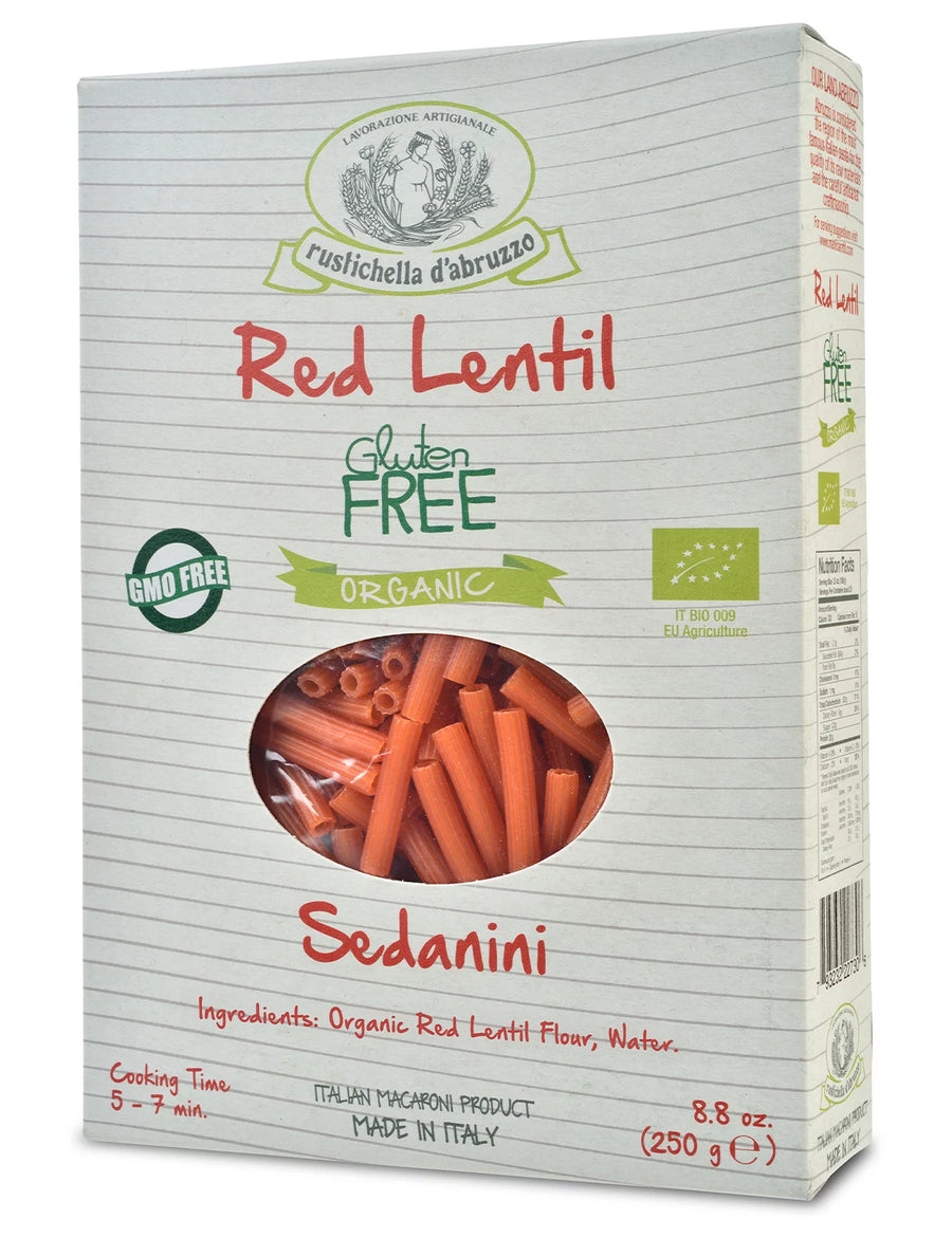 Rustichella Organic Red Lentil Sedanini 8.8oz 12 Units