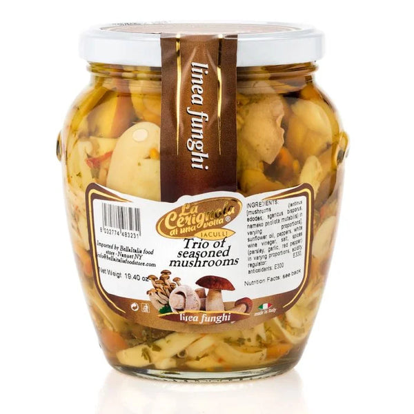 La Cerignola Trio of Seasoned MushroomS 19.40oz (580 ml) 9 Units