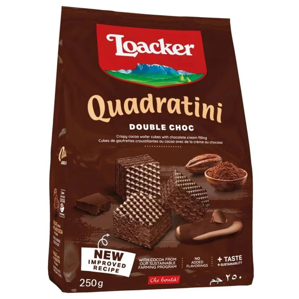 Loacker Quadratini Hazelnut Cube Wafers 8.8 oz (250gr) 6 Units