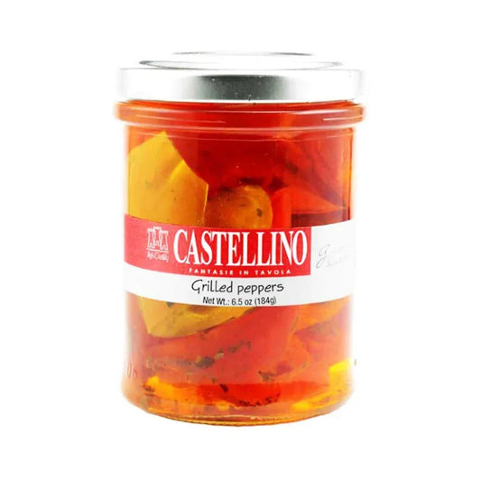 Castellino Italian Grilled Red and Yellow sweet peppers in Oil, 6.5 oz (185gr) 6 Units