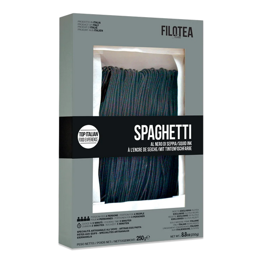 Filotea Spaghetti Squid Ink Campofilone Artisan Egg Pasta 8.8oz (250gr) 20 Units