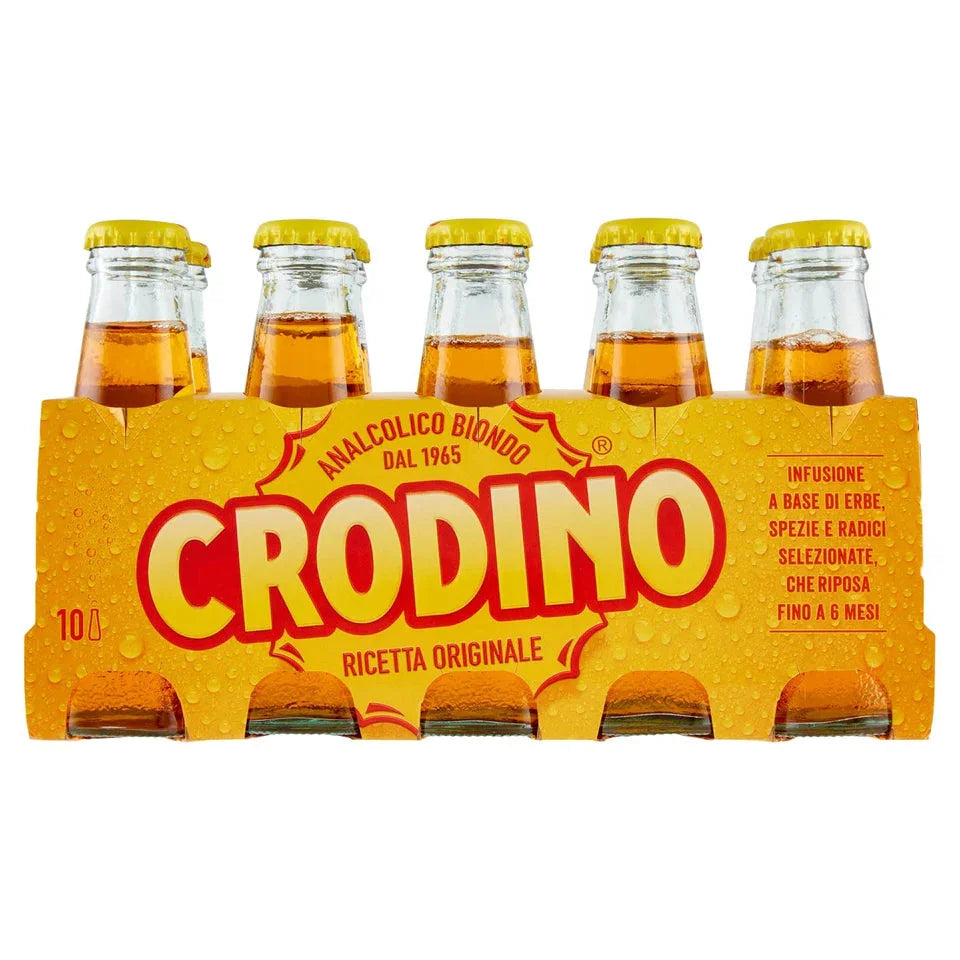 Crodino Biondo Aperitivo Aperitif Blond Glass 6 X 10-Pack X 3.38oz (100ml) 60 Units