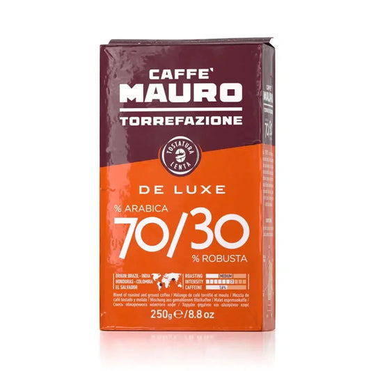 Mauro Coffee De Luxe Ground 70/30 Coffee, 0.55lb (250gr) 20 Units