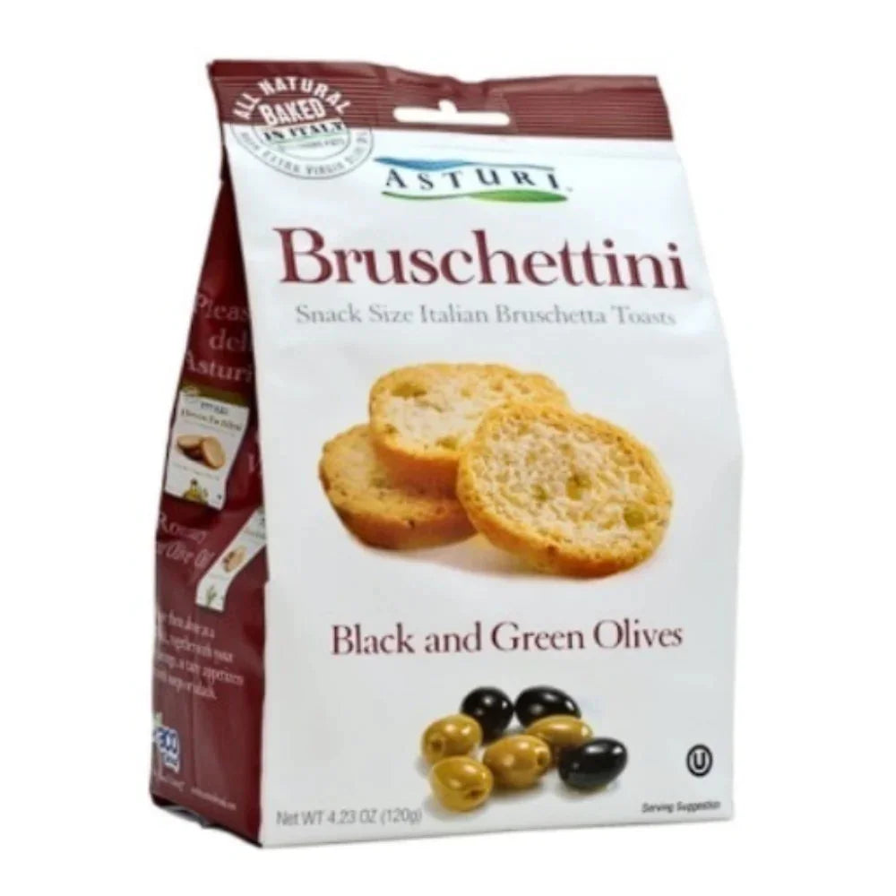 Asturi Bruschettini Black and Green Olives  4.23 oz (120 g) 12 Units