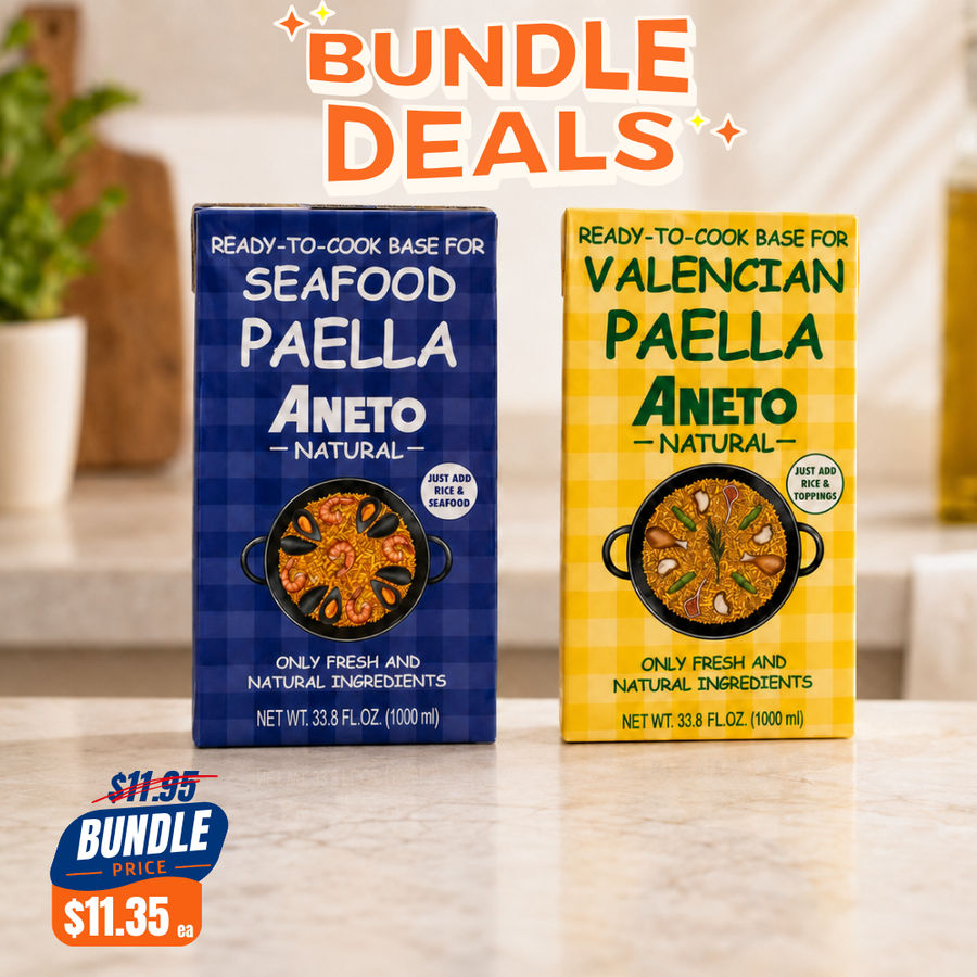 Aneto Paella Broth Duo Seafood & Valenciana 33.83 fl oz 12 Units