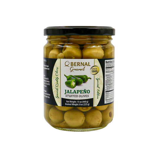 Bernal Gourmet Jalapeño Stuffed Olives 15.4 oz (436 g) 12 Units