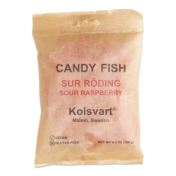 Kolsvart Sur Roding Sour Raspberry Candy Fish 4.25 oz (125 g) 15 Units