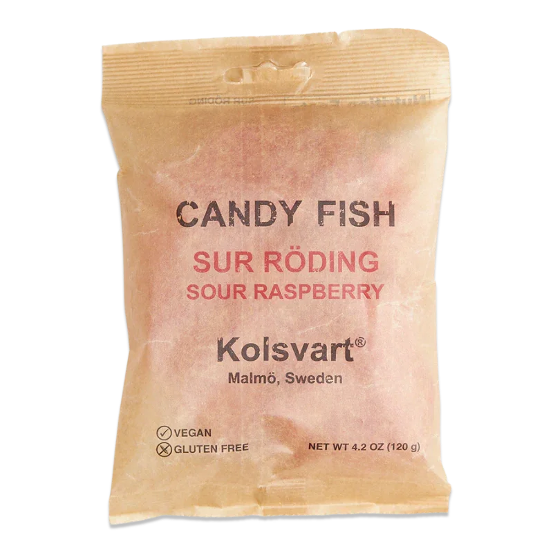 Kolsvart Sur Roding Sour Raspberry Candy Fish 4.25 oz (125 g) 15 Units