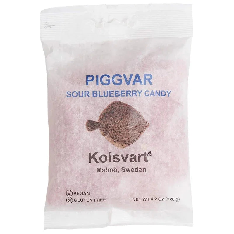 Kolsvart Piggvar Sour Blueberry Candy Fish 4.25 oz (125 g) 15 Units