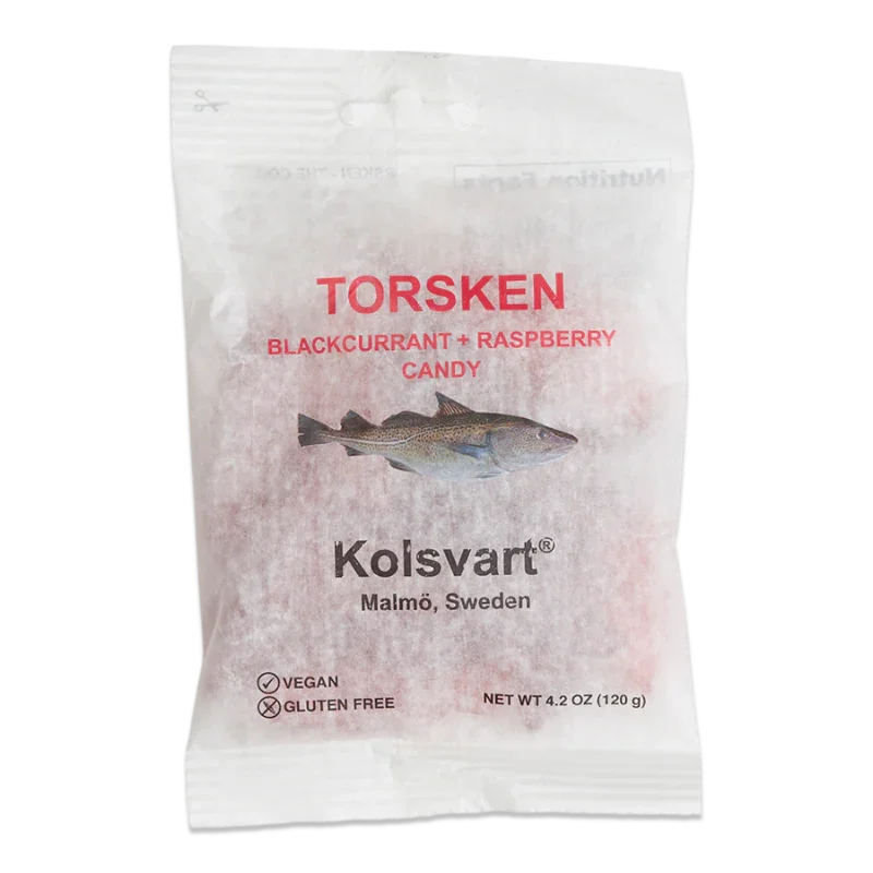 Kolsvart Torsken Blackurrant & Raspberry Candy Fish 4.25 oz (125 g) 15 Units