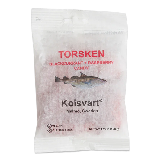 Kolsvart Torsken Blackurrant & Raspberry Candy Fish 4.25 oz (125 g) 15 Units