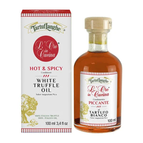 Tartuflanghe Hot & Spicy Extra Virgin Olive Oil With White Truffle 3.40oz (100ml) 6 Units