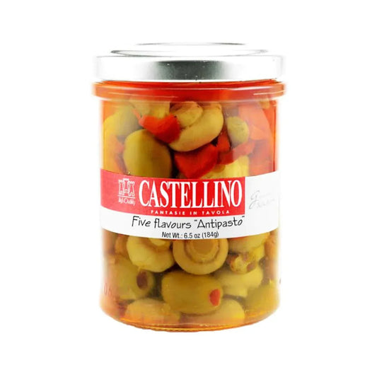 Castellino Five Flavors Antipasto in Oil, 6.5 oz (185gr) 6 Units