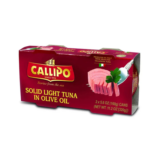 Callipo Solid Light Tuna in Olive Oil Can 2 Pack each can 5.6oz (160g) 12 Packs