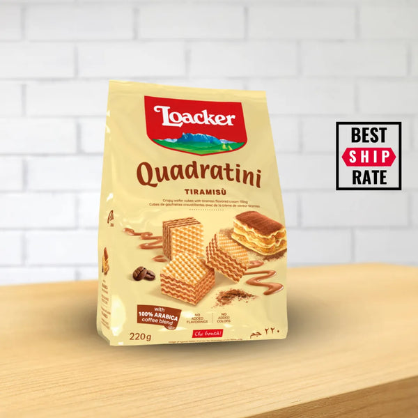 Loacker Quadratini Tiramisu Cube Wafers 8.8 oz  – 6/case