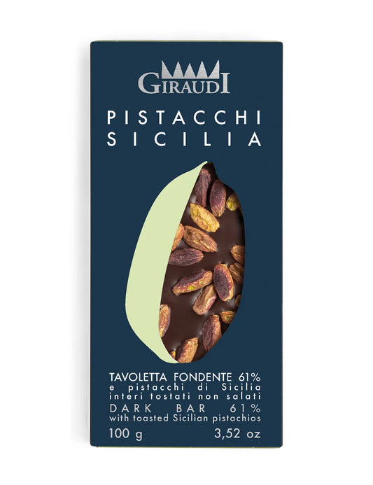 Giraudi Dark Chocolate 61% Sicilian Pistachios 3.5oz 9 Units