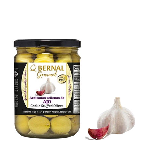 Bernal Gourmet Manzanilla Olives Garlic Stuffed 436 g – 12/case