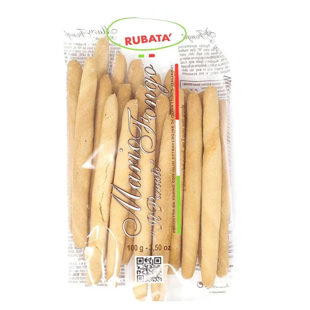 Mario Fongo Mini Grissini Stirati con Olio Extravergine Breadsticks with Olive Oil 3.5 oz (100 g) 20 Units