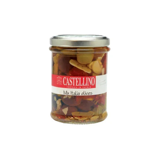 Castellino Mix Italian Olives in Oil, 6.5 oz (185gr) 6 Units