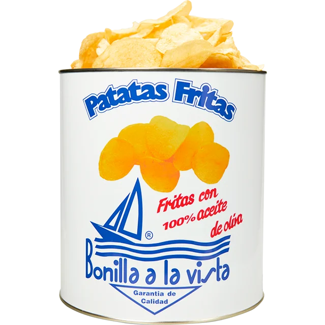 Bonilla a La Vista Potato Chips with Olive Oil Can 17.64 oz (500 g) 3 Units