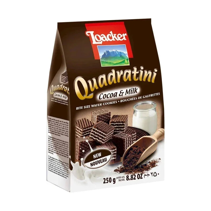 Loacker Quadratini Hazelnut Cube Wafers 8.8 oz (250gr) 6 Units