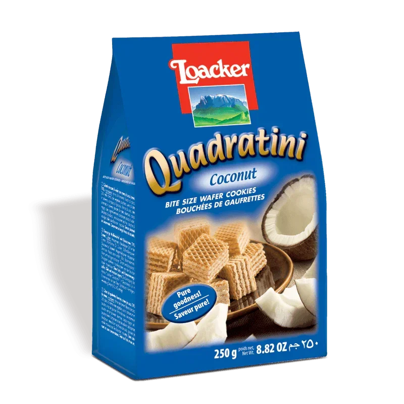 Loacker Quadratini Hazelnut Cube Wafers 8.8 oz (250gr) 6 Units