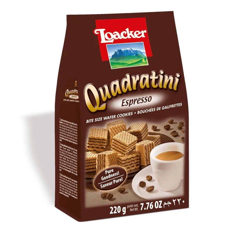 Loacker Quadratini Hazelnut Cube Wafers 8.8 oz (250gr) 6 Units