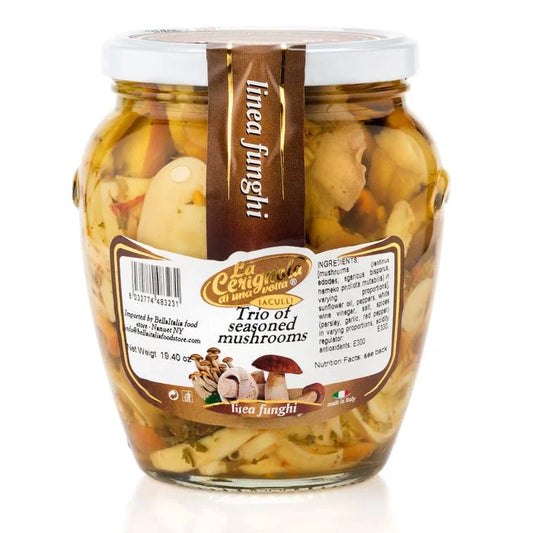 La Cerignola Trio of Seasoned MushroomS 19.40oz (580 ml) 9 Units