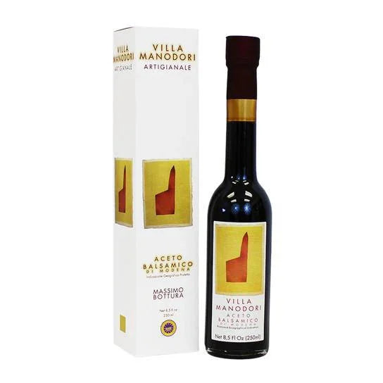 Villa Manodori Artigianale Aceto Balsamico di Modena Invecchiato I.G.P Aged Balsamic Vinegar of Modena 8.45 fl oz (250 ml) 12 Units